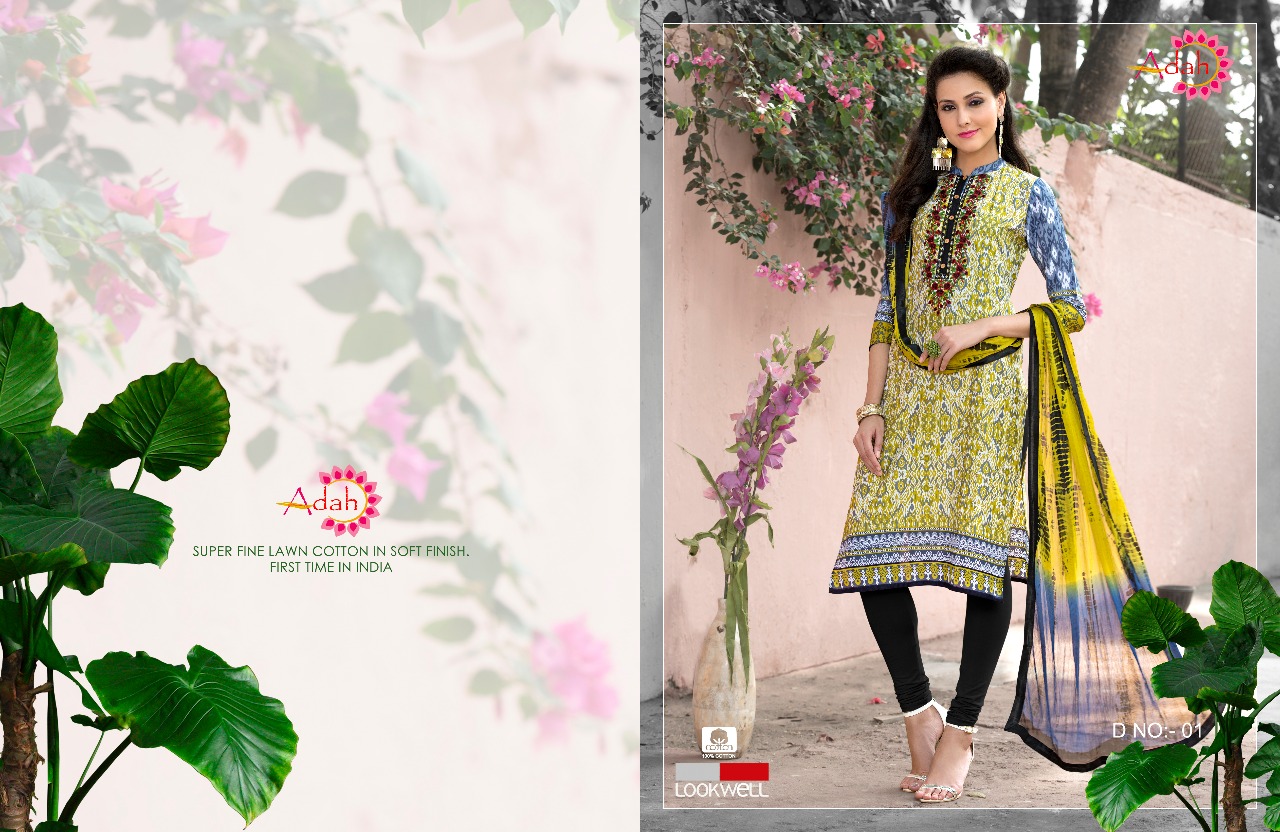 Adah By Lookwell 01 To 08 Series Beautiful Suits Stylish Fancy Colorful Party Wear & Ethnic Wear Pure Cotton Digital Print With Embroidery Dresses At Wholesale Price