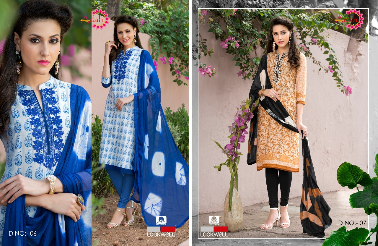 Adah By Lookwell 01 To 08 Series Beautiful Suits Stylish Fancy Colorful Party Wear & Ethnic Wear Pure Cotton Digital Print With Embroidery Dresses At Wholesale Price