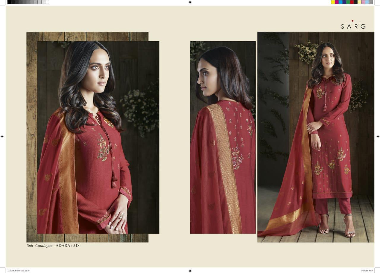 Adara By Sarg Beautiful Designer Collection Suits Stylish Fancy Colorful Party Wear & Ethnic Wear Jacquard/ Georgette/ Muslin Silk Printed Dresses At Wholesale Price
