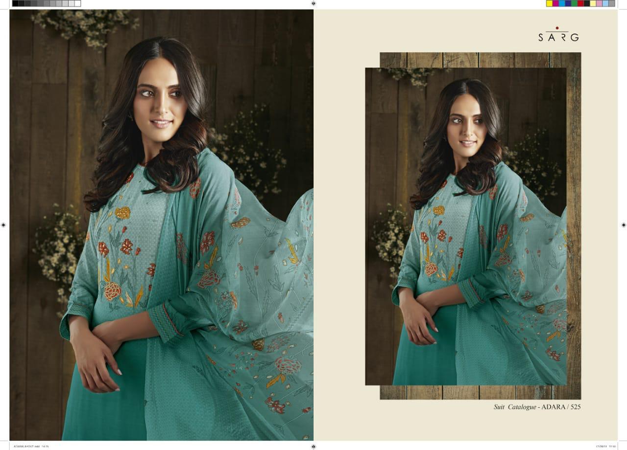 Adara By Sarg Beautiful Designer Collection Suits Stylish Fancy Colorful Party Wear & Ethnic Wear Jacquard/ Georgette/ Muslin Silk Printed Dresses At Wholesale Price