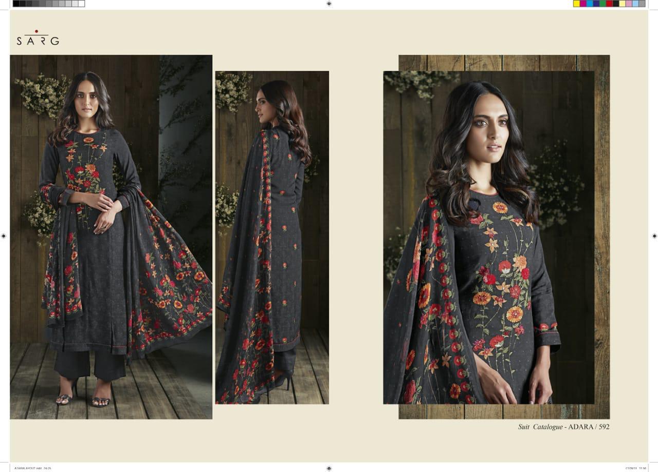 Adara By Sarg Beautiful Designer Collection Suits Stylish Fancy Colorful Party Wear & Ethnic Wear Jacquard/ Georgette/ Muslin Silk Printed Dresses At Wholesale Price