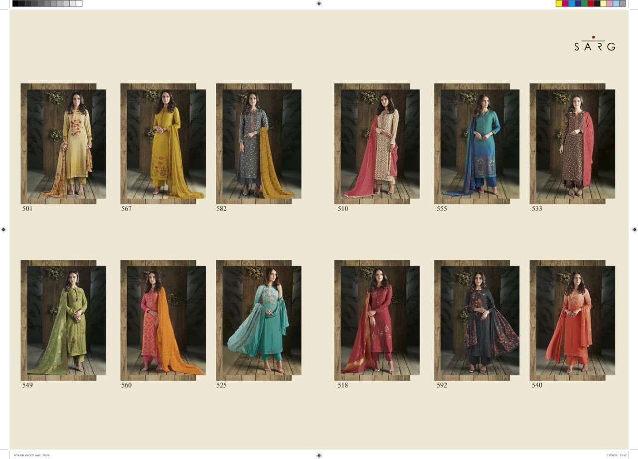 Adara By Sarg Beautiful Designer Collection Suits Stylish Fancy Colorful Party Wear & Ethnic Wear Jacquard/ Georgette/ Muslin Silk Printed Dresses At Wholesale Price