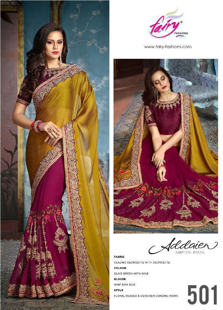 Addaien 501 Series By Fairy Fashion 501 To 520 Series Indian Traditional Wear Collection Beautiful Stylish Fancy Colorful Party Wear & Occasional Wear Fancy Silk Sarees At Wholesale Price