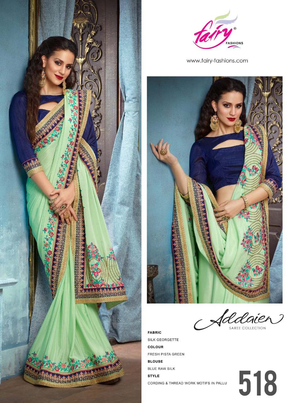 Addaien 501 Series By Fairy Fashion 501 To 520 Series Indian Traditional Wear Collection Beautiful Stylish Fancy Colorful Party Wear & Occasional Wear Fancy Silk Sarees At Wholesale Price