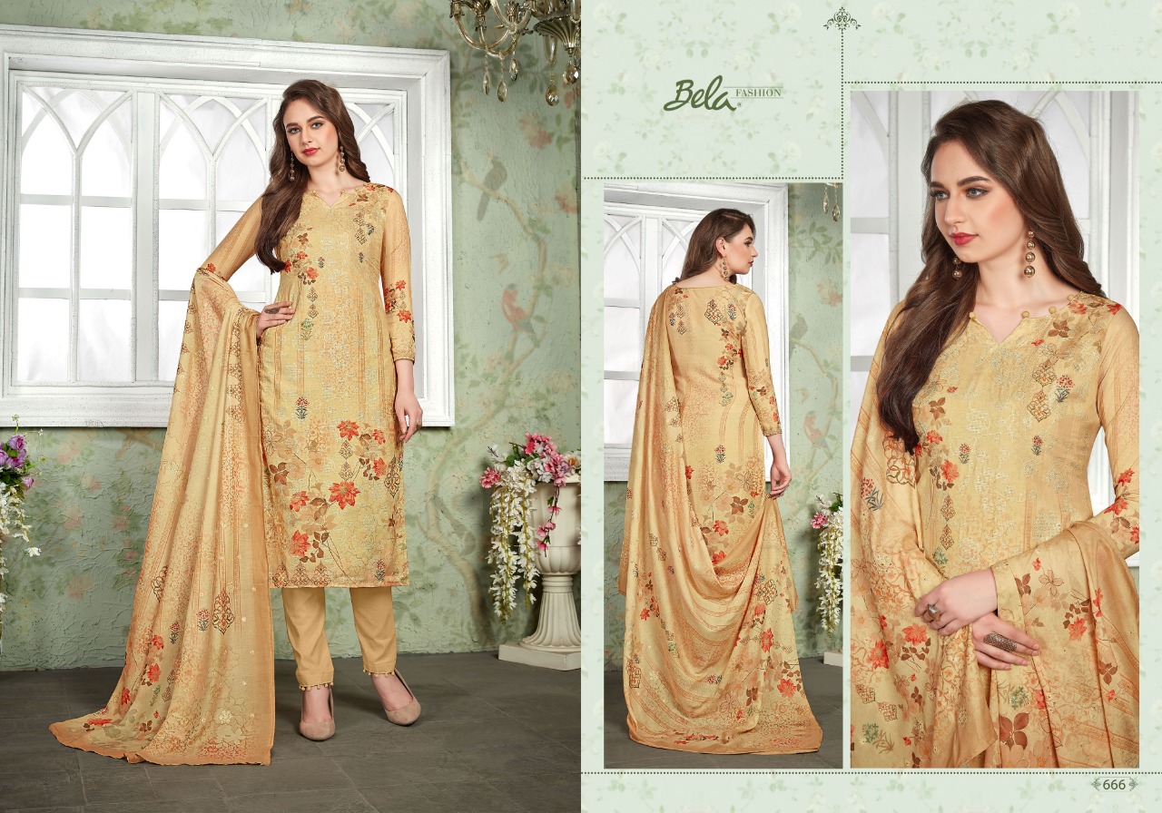 Addison By Bela Fashion 666 To 672 Series Beautiful Suits Collection Beautiful Stylish Fancy Colorful Casual Wear & Ethnic Wear Heavy Muslin Digital Work Dresses At Wholesale Price