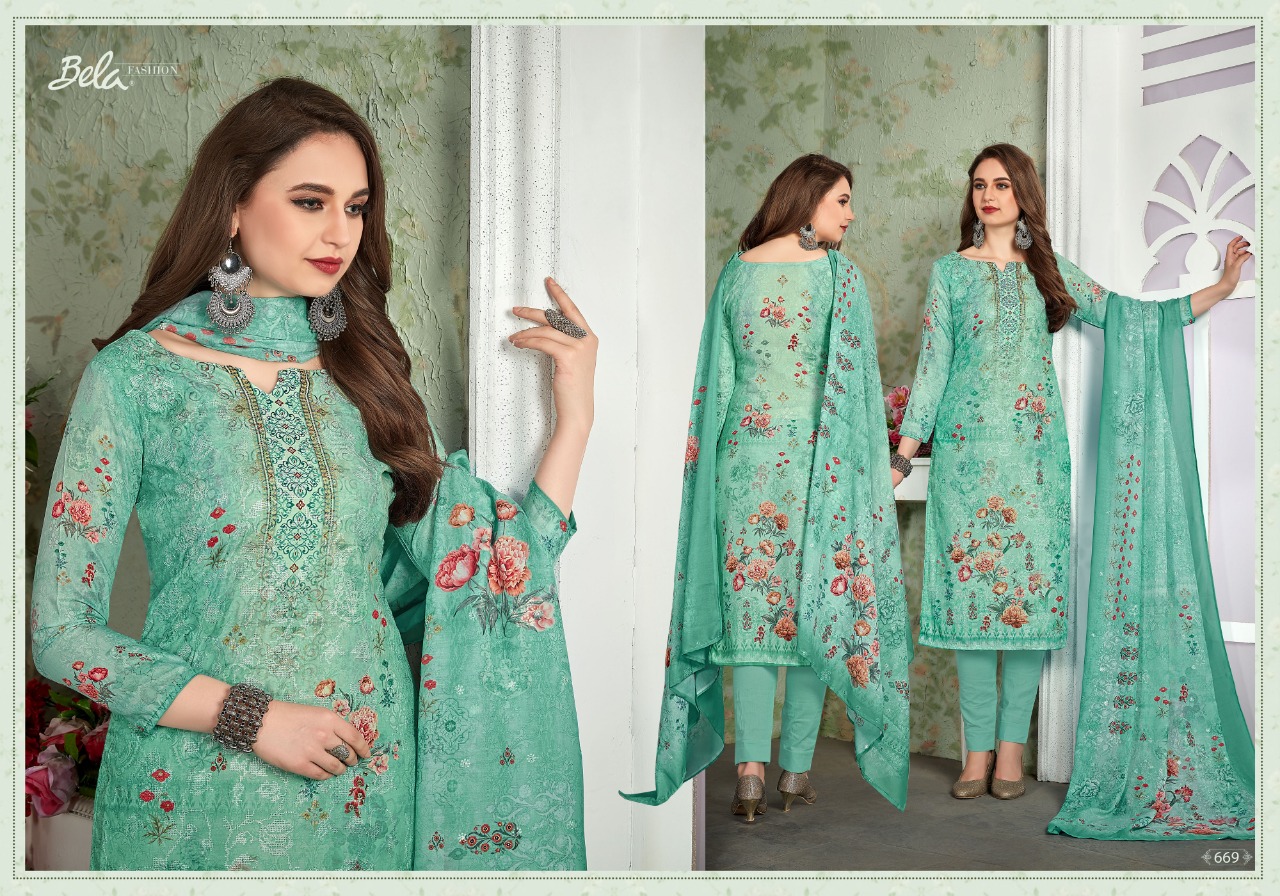 Addison By Bela Fashion 666 To 672 Series Beautiful Suits Collection Beautiful Stylish Fancy Colorful Casual Wear & Ethnic Wear Heavy Muslin Digital Work Dresses At Wholesale Price