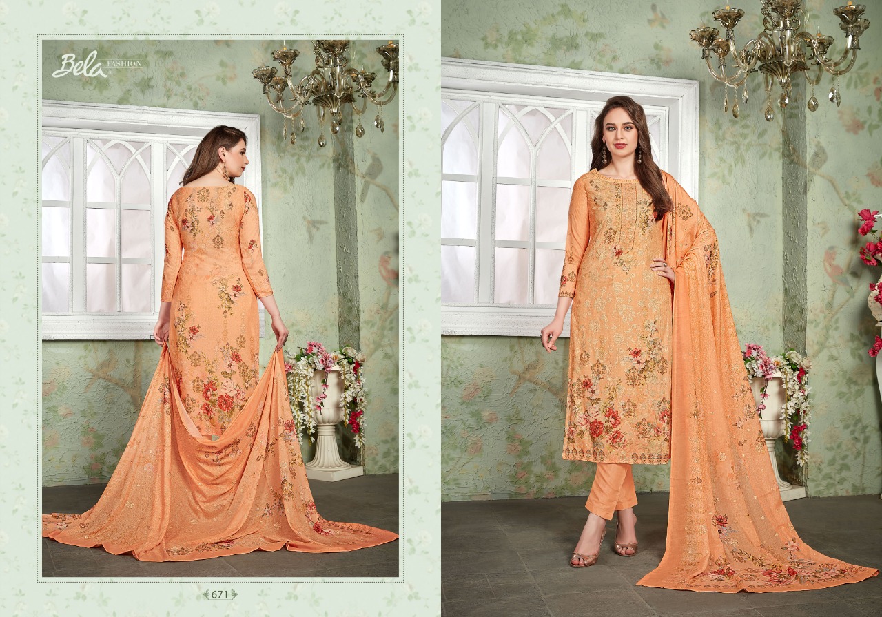 Addison By Bela Fashion 666 To 672 Series Beautiful Suits Collection Beautiful Stylish Fancy Colorful Casual Wear & Ethnic Wear Heavy Muslin Digital Work Dresses At Wholesale Price