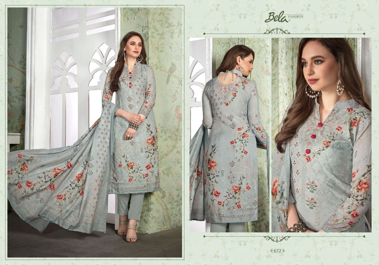 Addison By Bela Fashion 666 To 672 Series Beautiful Suits Collection Beautiful Stylish Fancy Colorful Casual Wear & Ethnic Wear Heavy Muslin Digital Work Dresses At Wholesale Price