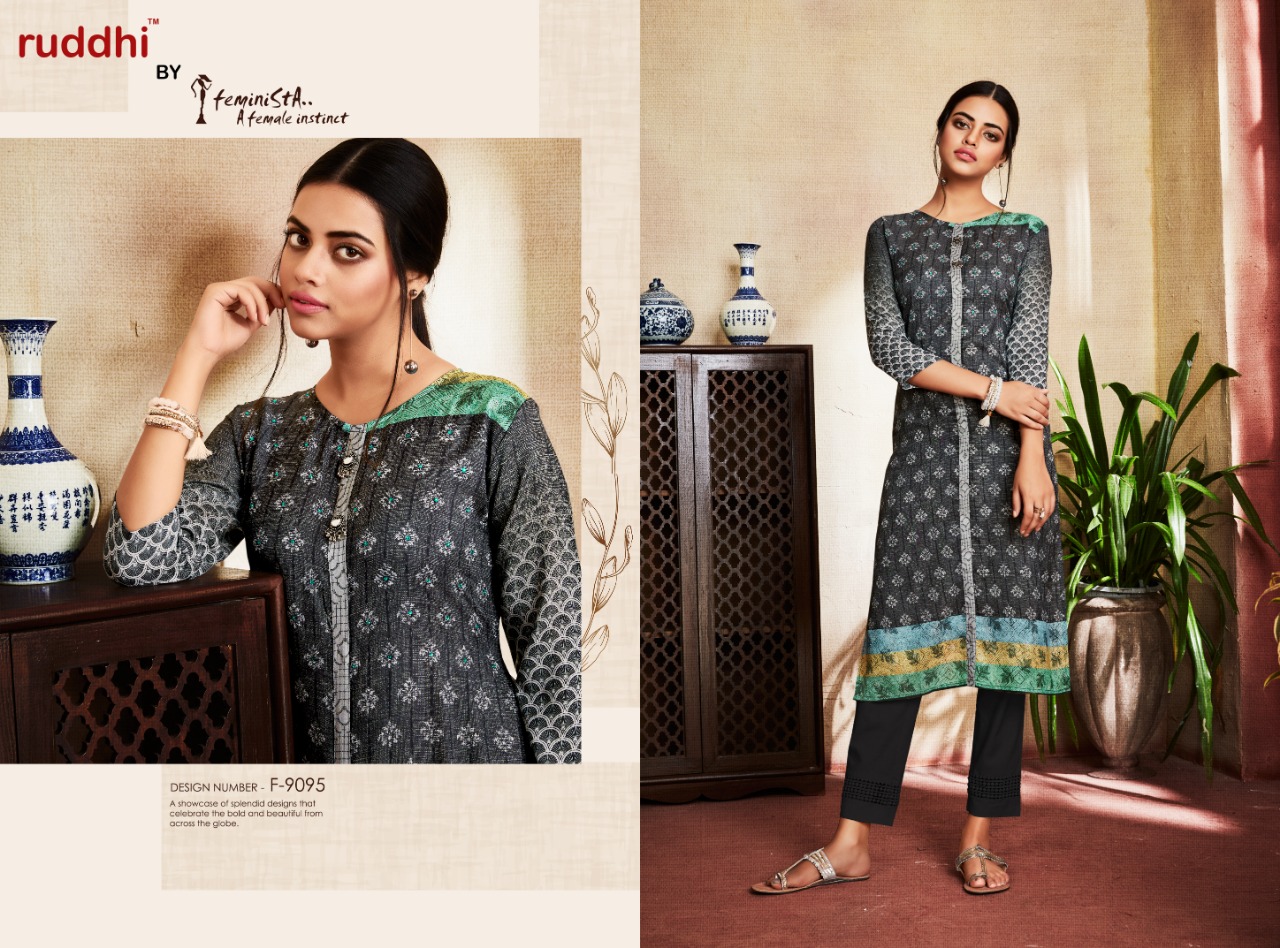 Adhira By Feminista 9091 To 10000 Series Beautiful Colorful Stylish Fancy Casual Wear & Ethnic Wear & Ready To Wear Soft Silk Digital Printed Kurtis At Wholesale Price