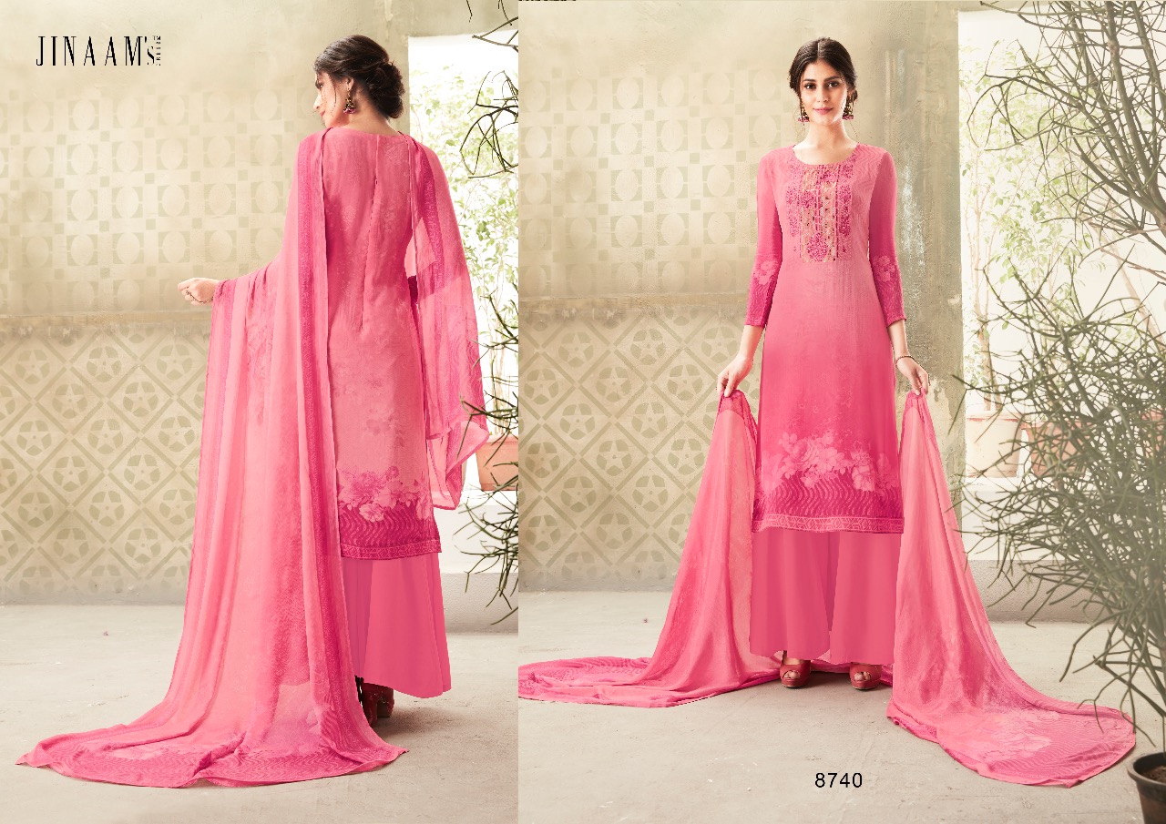 Afreen By Jinaam Dresses 8740 To 8749 Series Beautiful Stylish Designer Printed And Embroidered Party Wear Occasional Wear Viscos Ecrepe Digital Printed Dresses At Wholesale Price