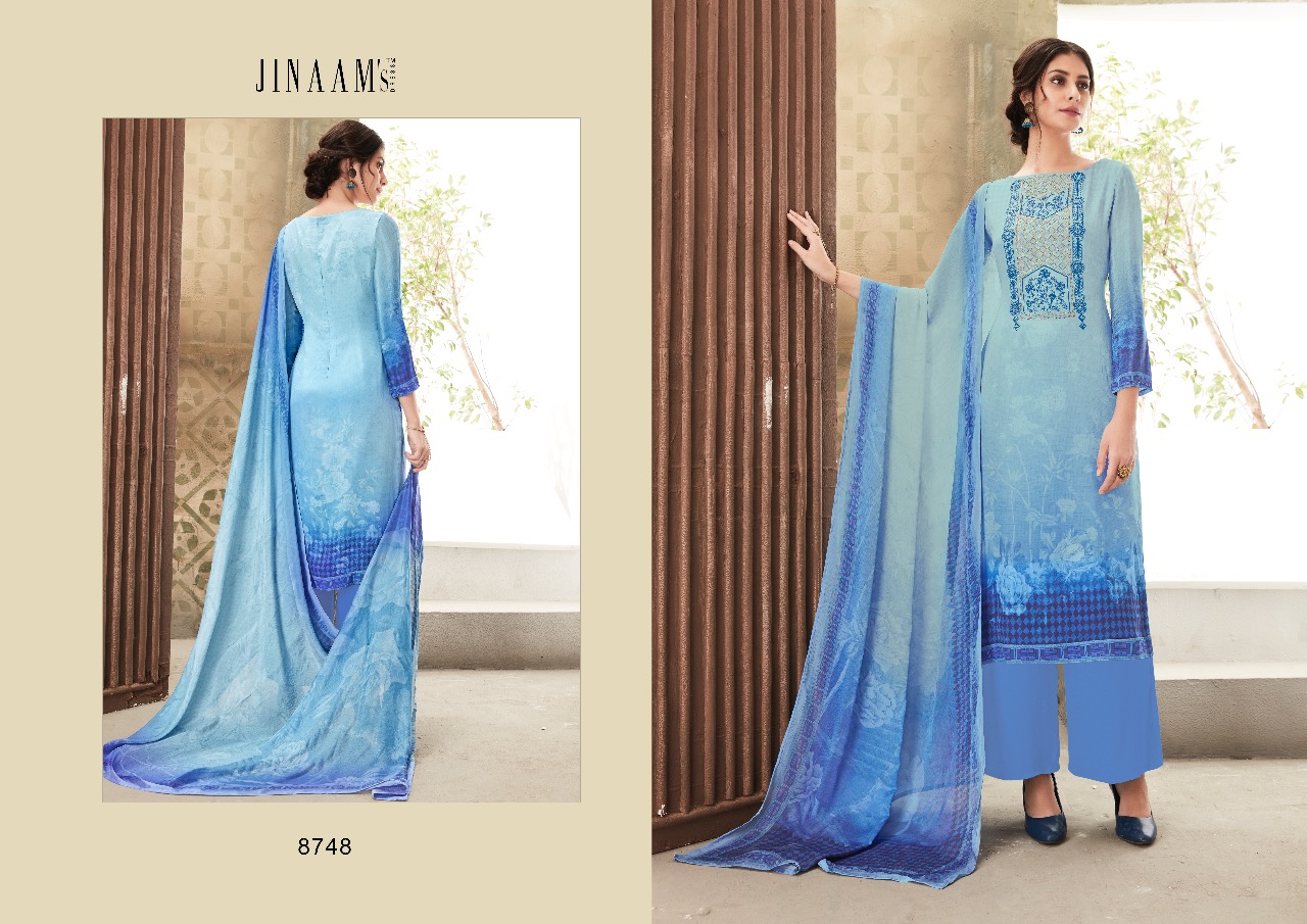 Afreen By Jinaam Dresses 8740 To 8749 Series Beautiful Stylish Designer Printed And Embroidered Party Wear Occasional Wear Viscos Ecrepe Digital Printed Dresses At Wholesale Price