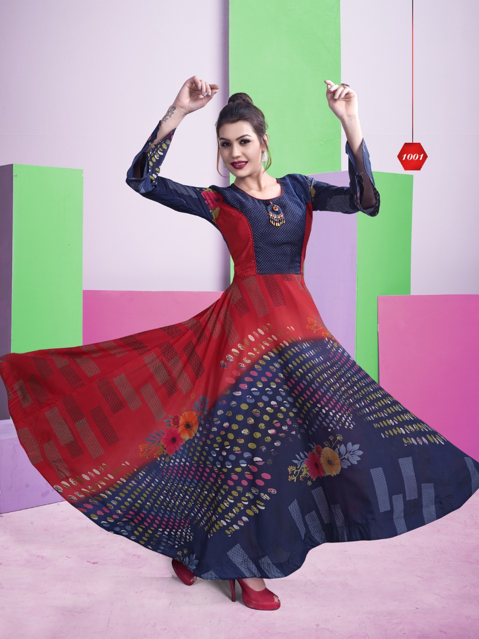 Akansha By Aarav Collection 1001 To 1006 Series Beautiful Colorful Stylish Fancy Casual Wear & Ethnic Wear & Ready To Wear Chanderi Digital Printed Kurtis At Wholesale Price