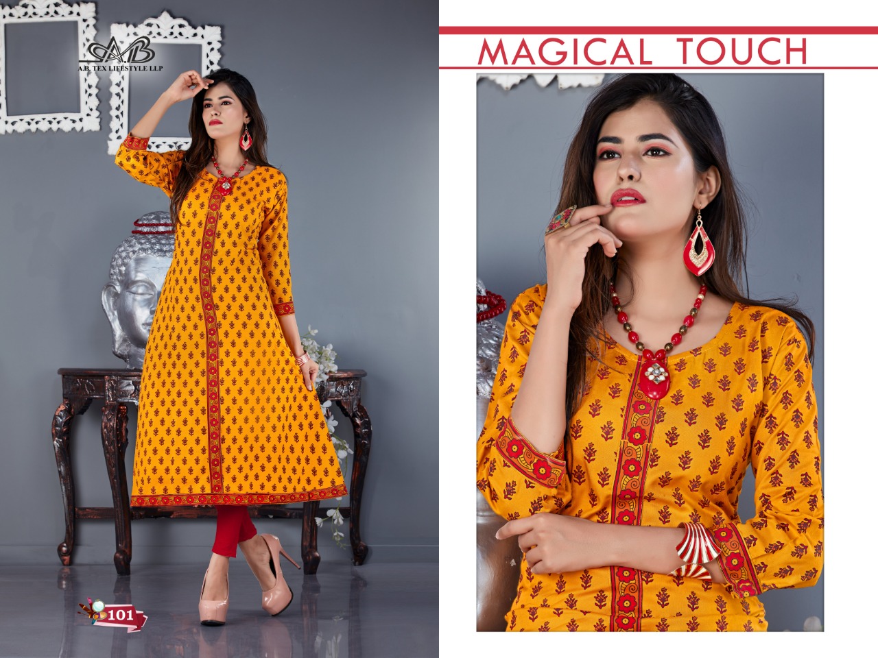 Akira By A.b. Fashion 101 To 109 Series Indian Traditional Wear Collection Beautiful Stylish Fancy Colorful Party Wear & Occasional Wear Rayon Printed Kurtis At Wholesale Price