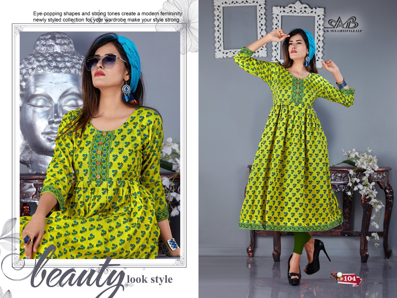 Akira By A.b. Fashion 101 To 109 Series Indian Traditional Wear Collection Beautiful Stylish Fancy Colorful Party Wear & Occasional Wear Rayon Printed Kurtis At Wholesale Price