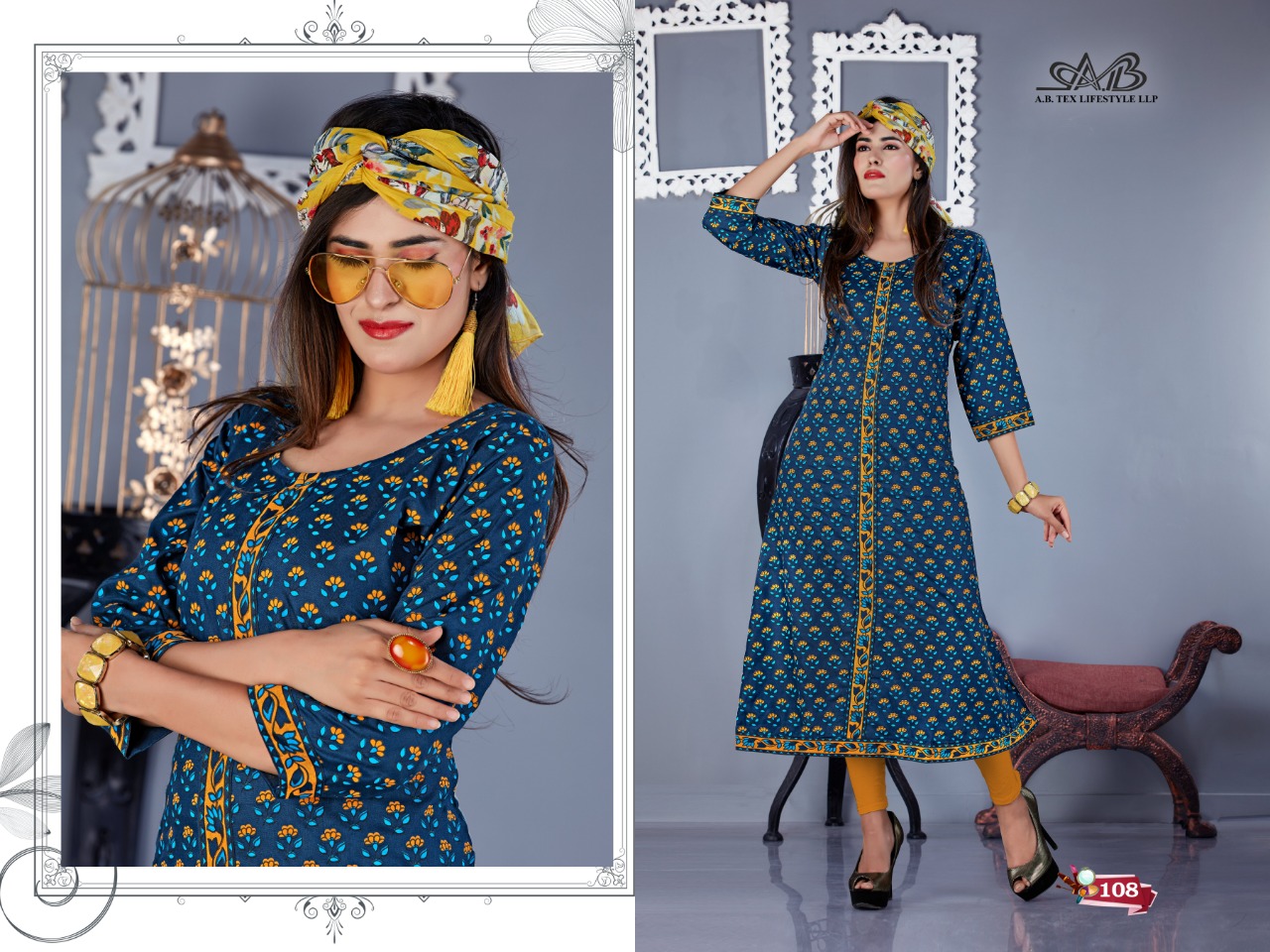 Akira By A.b. Fashion 101 To 109 Series Indian Traditional Wear Collection Beautiful Stylish Fancy Colorful Party Wear & Occasional Wear Rayon Printed Kurtis At Wholesale Price