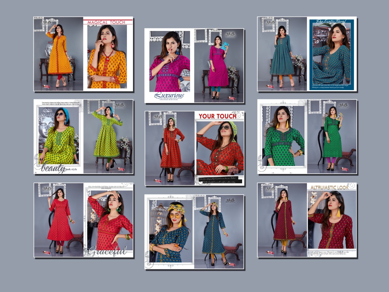 Akira By A.b. Fashion 101 To 109 Series Indian Traditional Wear Collection Beautiful Stylish Fancy Colorful Party Wear & Occasional Wear Rayon Printed Kurtis At Wholesale Price