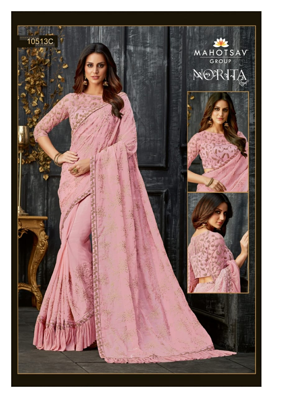 Alankrita By Mahotsav Creation Indian Designer Traditional Wear Collection Beautiful Stylish Fancy Colorful Party Wear & Occasional Wear Fancy Embroidered Sarees At Wholesale Price