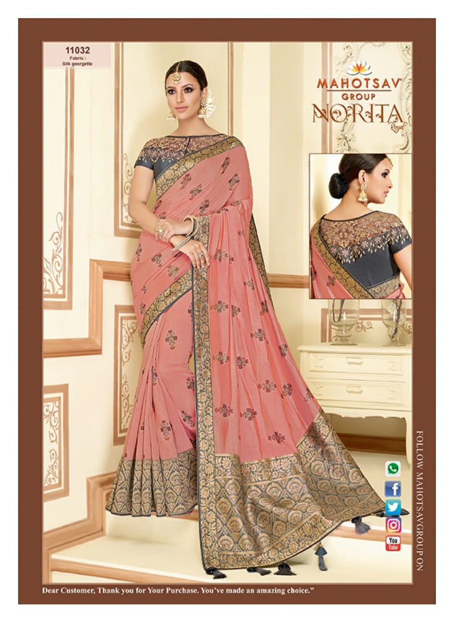 Alankrita By Mahotsav Creation Indian Designer Traditional Wear Collection Beautiful Stylish Fancy Colorful Party Wear & Occasional Wear Fancy Embroidered Sarees At Wholesale Price
