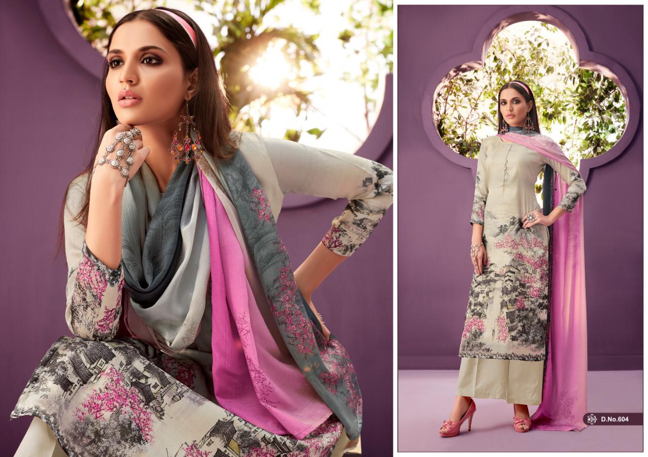 Alaska-vol-6 By Ankit Textile 601-to 609-series Indian Traditional Wear Collection Beautiful Stylish Fancy Colorful Party Wear & Wear Tussar Satin Digital Print  Dress At Wholesale Price