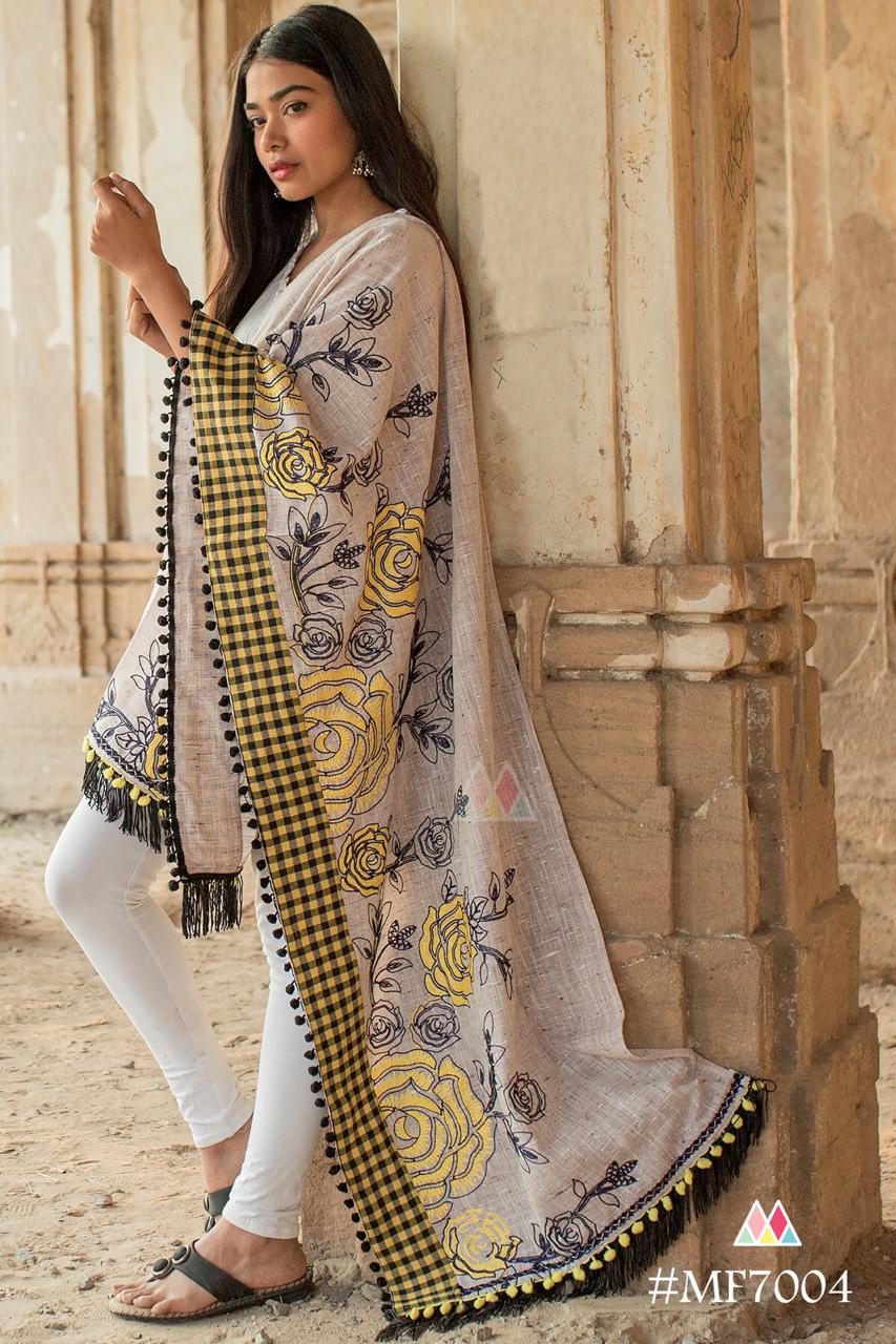 Albeli By Mesmora 7001 To 7014 Series Beautiful Stylish Fancy Designer Party Wear & Ethnic Wear & Ready To Wear Khadi Cotton Dupatta At Wholesale Price