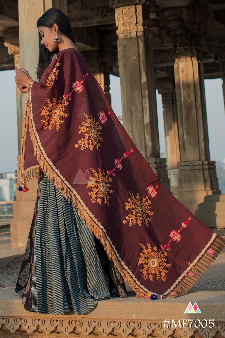 Albeli By Mesmora 7001 To 7014 Series Beautiful Stylish Fancy Designer Party Wear & Ethnic Wear & Ready To Wear Khadi Cotton Dupatta At Wholesale Price