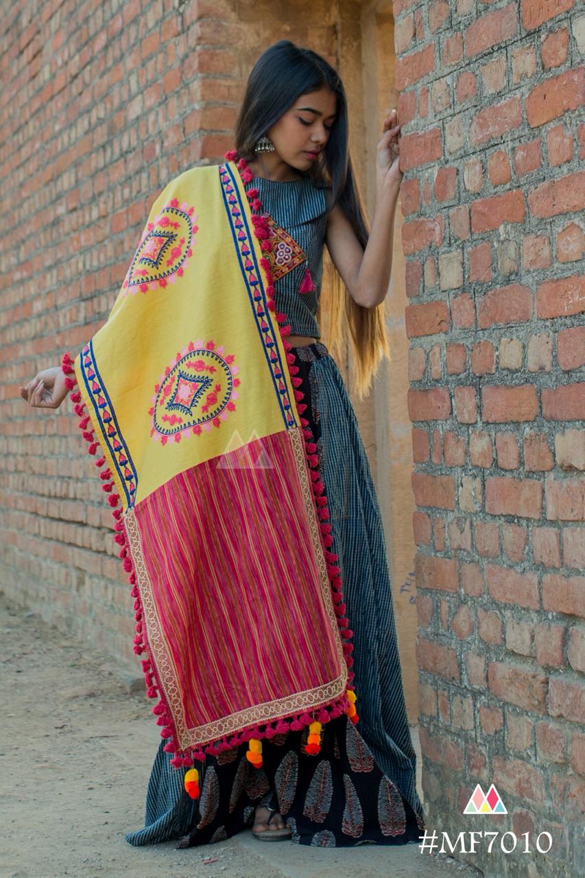 Albeli By Mesmora 7001 To 7014 Series Beautiful Stylish Fancy Designer Party Wear & Ethnic Wear & Ready To Wear Khadi Cotton Dupatta At Wholesale Price