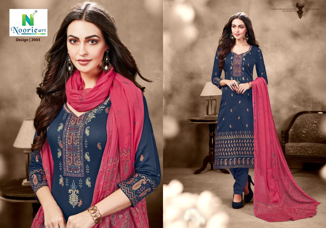Alefiyah By Noorie Art  2001 To 2007 Series Beautiful Suits Stylish Colorful Fancy Casual Wear & Ethnic Wear Pure Jam Satin Dresses At Wholesale Price