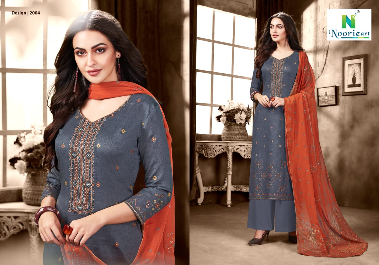 Alefiyah By Noorie Art  2001 To 2007 Series Beautiful Suits Stylish Colorful Fancy Casual Wear & Ethnic Wear Pure Jam Satin Dresses At Wholesale Price
