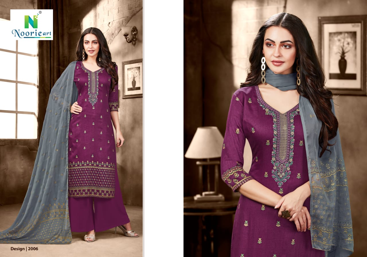 Alefiyah By Noorie Art  2001 To 2007 Series Beautiful Suits Stylish Colorful Fancy Casual Wear & Ethnic Wear Pure Jam Satin Dresses At Wholesale Price