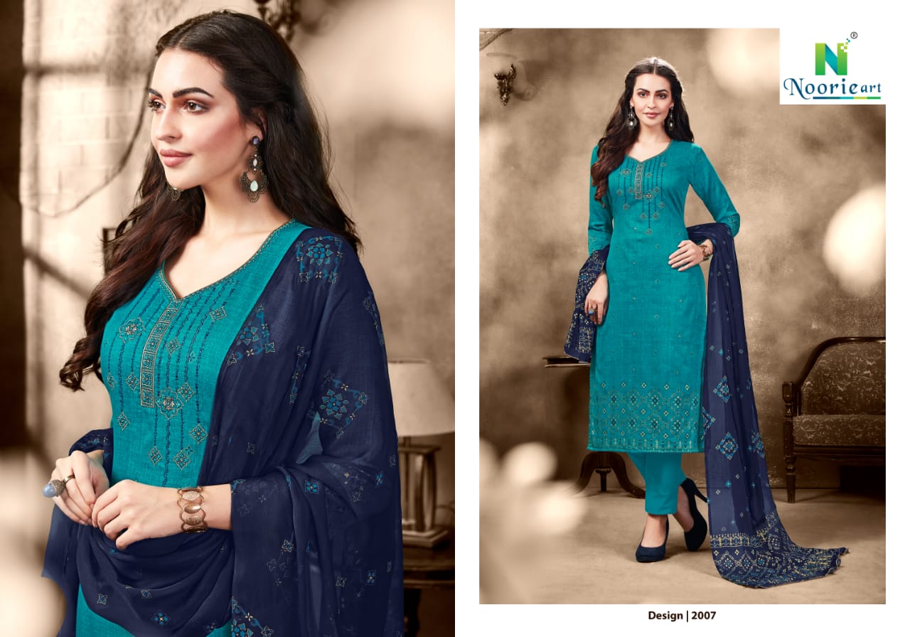 Alefiyah By Noorie Art  2001 To 2007 Series Beautiful Suits Stylish Colorful Fancy Casual Wear & Ethnic Wear Pure Jam Satin Dresses At Wholesale Price