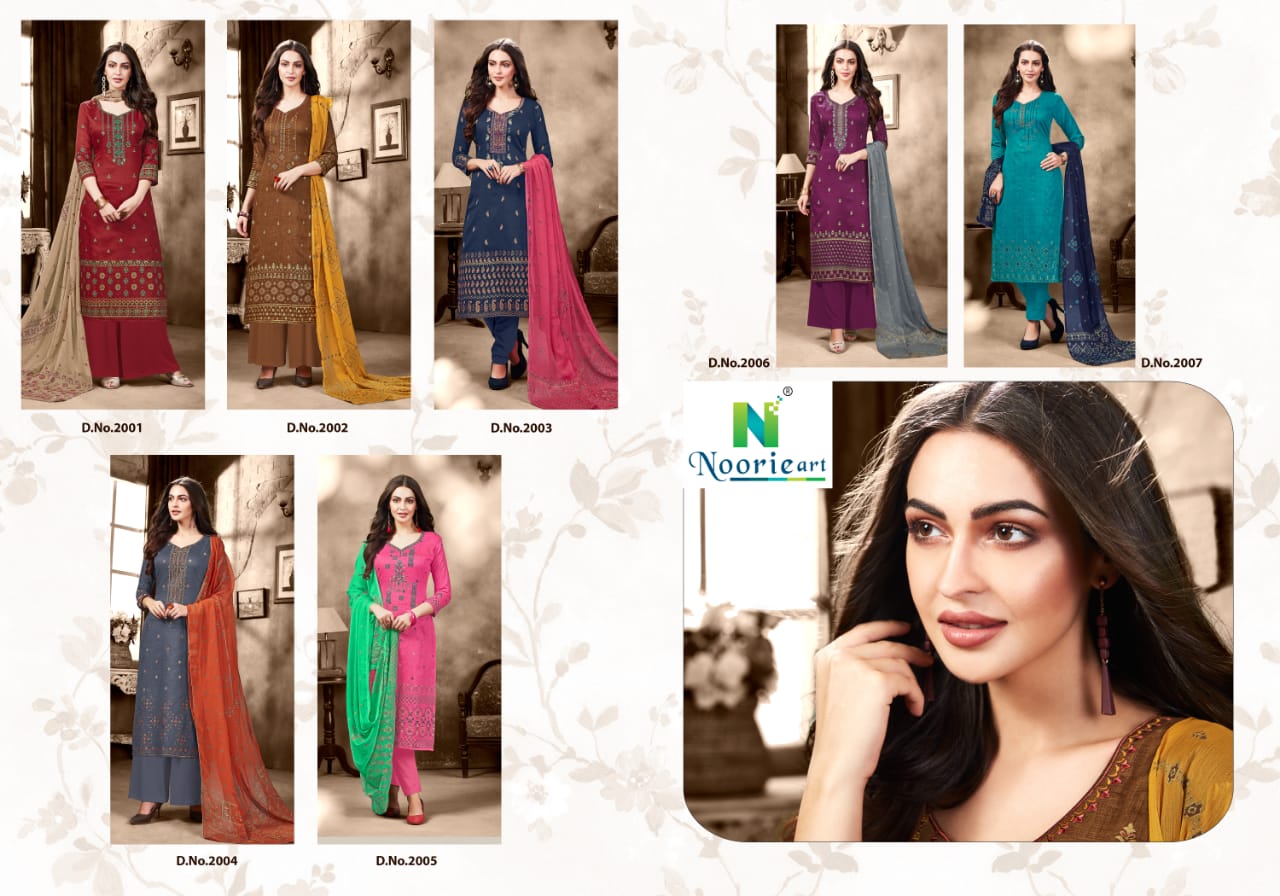 Alefiyah By Noorie Art  2001 To 2007 Series Beautiful Suits Stylish Colorful Fancy Casual Wear & Ethnic Wear Pure Jam Satin Dresses At Wholesale Price
