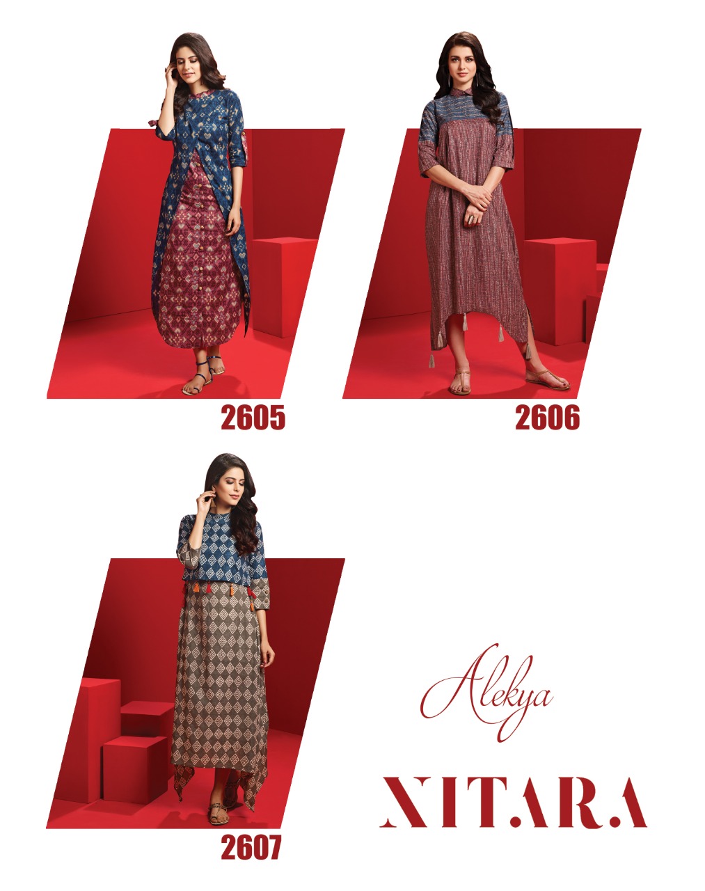Alekya By Nitara 2601 To 2607 Series Beautiful Colorful Stylish Fancy Casual Wear & Ethnic Wear & Ready To Wear Pure Cotton Kurtis At Wholesale Price
