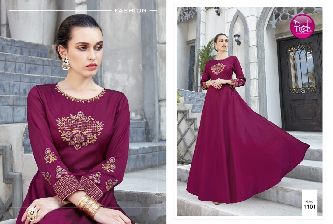 Alexa By Posh 11001 To 11005 Series Beautiful Stylish Colorful Fancy Party Wear & Ethnic Wear & Ready To Wear Satin Kurtis At Wholesale Price