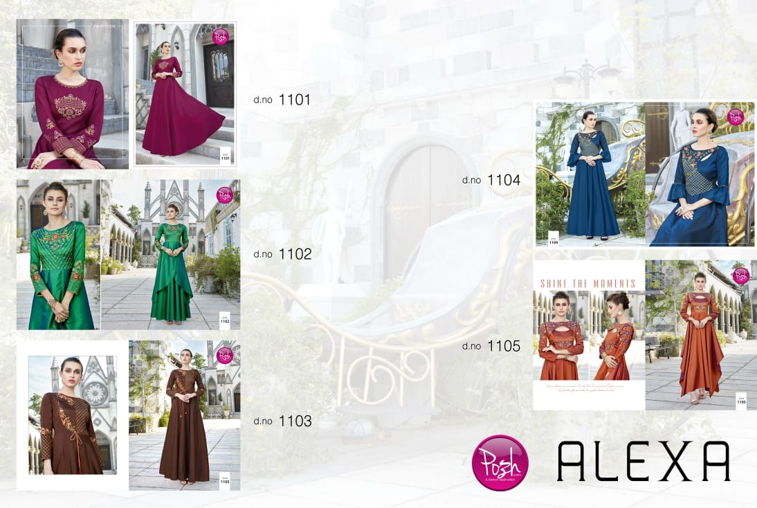 Alexa By Posh 11001 To 11005 Series Beautiful Stylish Colorful Fancy Party Wear & Ethnic Wear & Ready To Wear Satin Kurtis At Wholesale Price