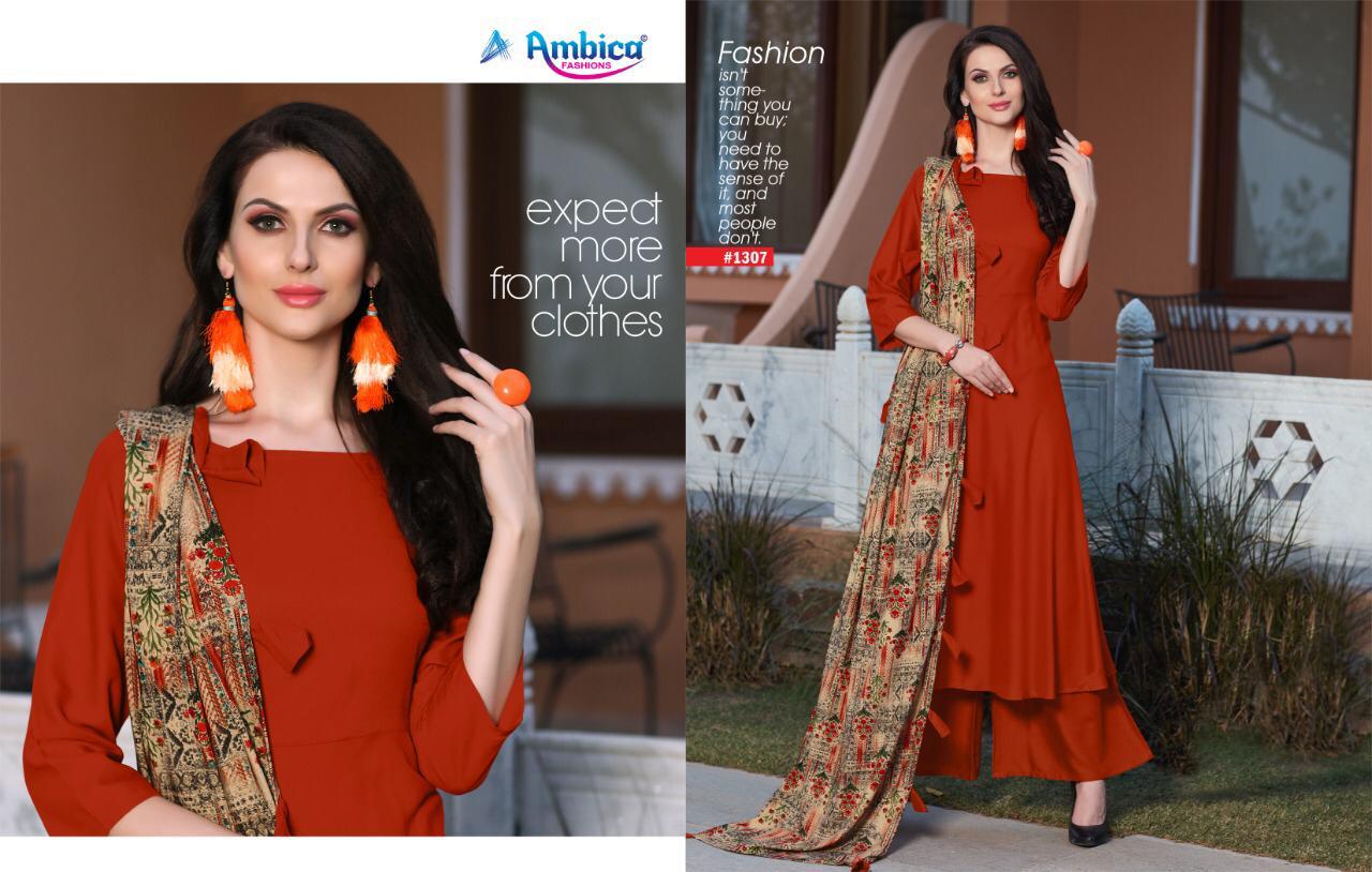 Alina Vol-2 By Ambica Fashon 1301 To 1310 Series Designer Beautiful Stylish Fancy Colorful Casual Wear & Ethnic Wear & Ready To Wear Rayon Kurtis With Bottom At Wholesale Price