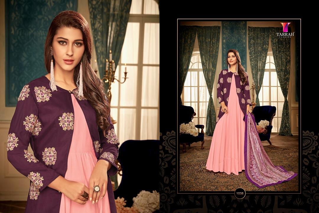 Alinaa Vol-5 By Tarrah Fashion 1033 To 1040 Series Designer Bridal Wear Collection Beautiful Stylish Fancy Colorful Party Wear & Occasional Wear Maslin Dresses/ Gowns At Wholesale Price