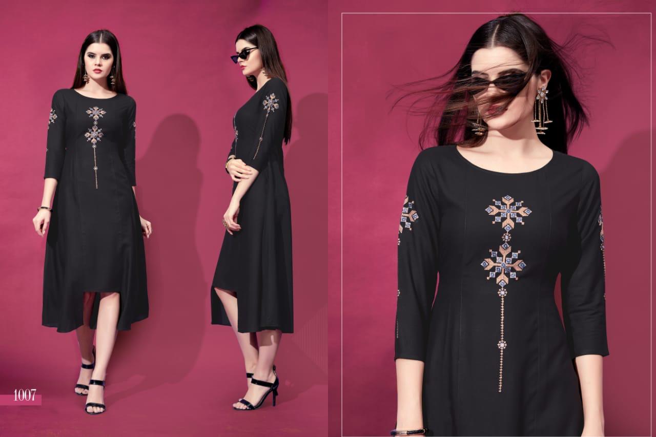 Allora By Best Choice 1001 To 1009 Series Stylish Colorful Fancy Beautiful Casual Wear & Ethnic Wear Heavy Rayon Embroidered Kurtis At Wholesale Price