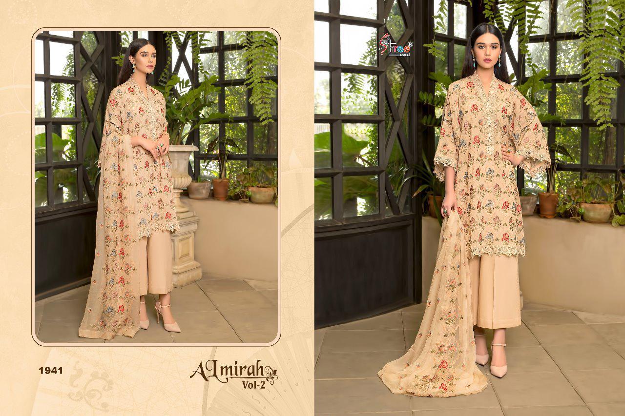 Almirah Vol-2 By Shree Fabs 1941 To 1945 Series Pakistani Designer Suits Collection Beautiful Stylish Fancy Colorful Party Wear & Occasional Wear Pure Cotton  With Heavy Self Embroidery Dresses At Wholesale Price