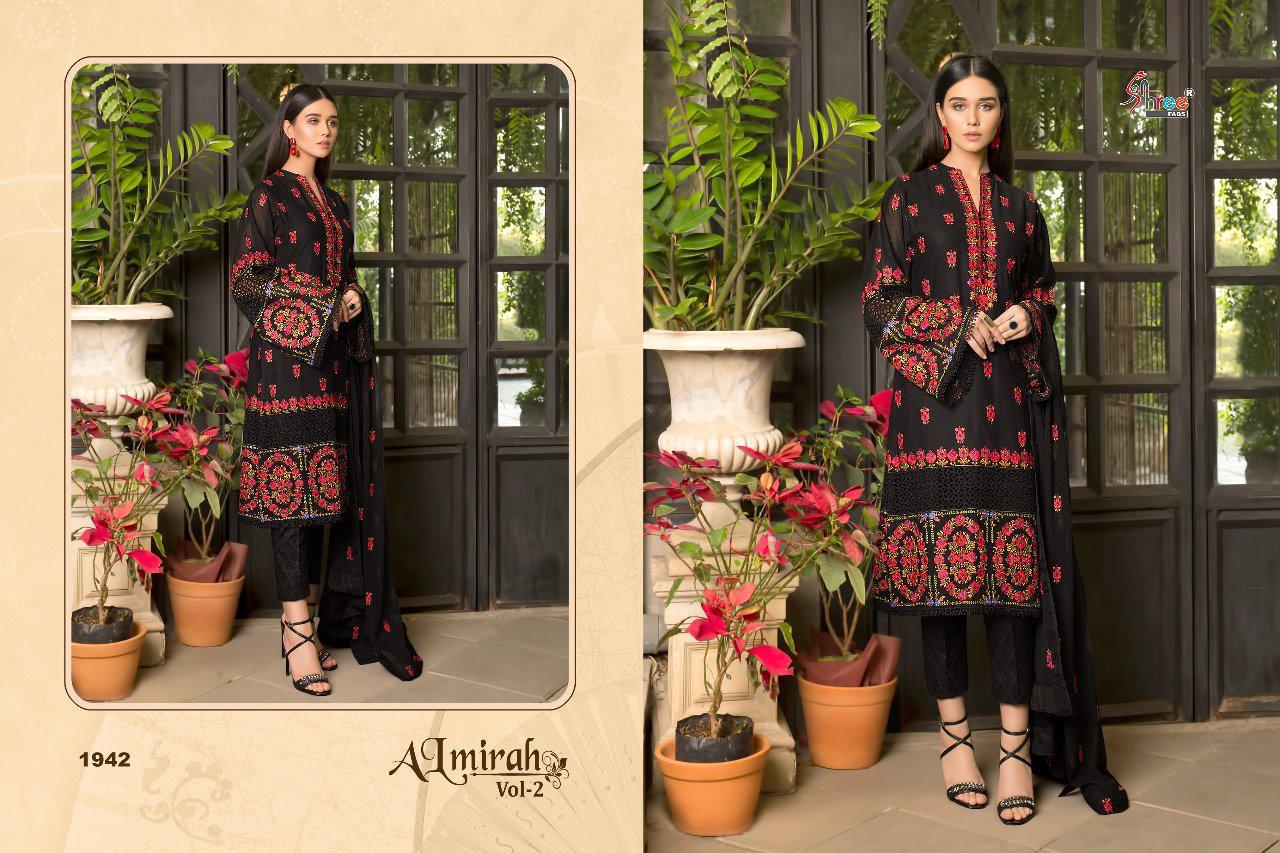 Almirah Vol-2 By Shree Fabs 1941 To 1945 Series Pakistani Designer Suits Collection Beautiful Stylish Fancy Colorful Party Wear & Occasional Wear Pure Cotton  With Heavy Self Embroidery Dresses At Wholesale Price
