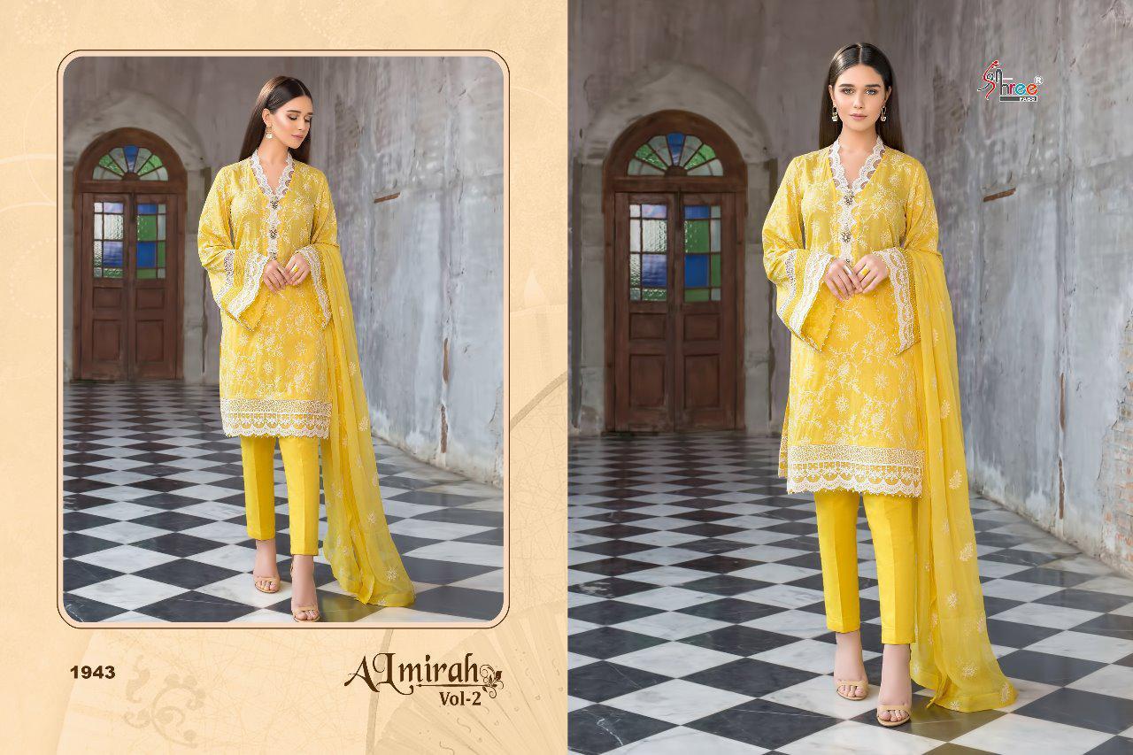 Almirah Vol-2 By Shree Fabs 1941 To 1945 Series Pakistani Designer Suits Collection Beautiful Stylish Fancy Colorful Party Wear & Occasional Wear Pure Cotton  With Heavy Self Embroidery Dresses At Wholesale Price