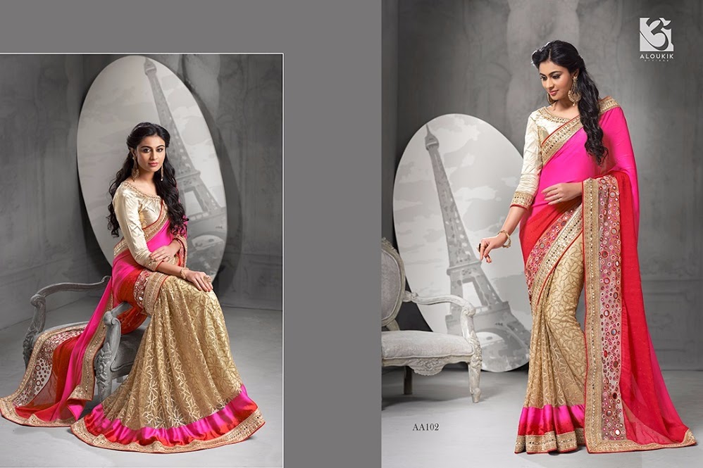 Aloukik Mix Collection By Aloukik Indian Traditional Wear Collection Beautiful Stylish Fancy Colorful Party Wear & Occasional Wear Fancy Embroidery Sarees At Wholesale Price