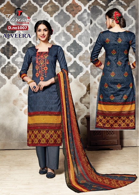 Alveera By Florean Trendz 1001 To 1008 Series Beautiful Suits Stylish Fancy Colorful Party Wear & Ethnic Wear Glace Satin Cotton Printed Dresses At Wholesale Price