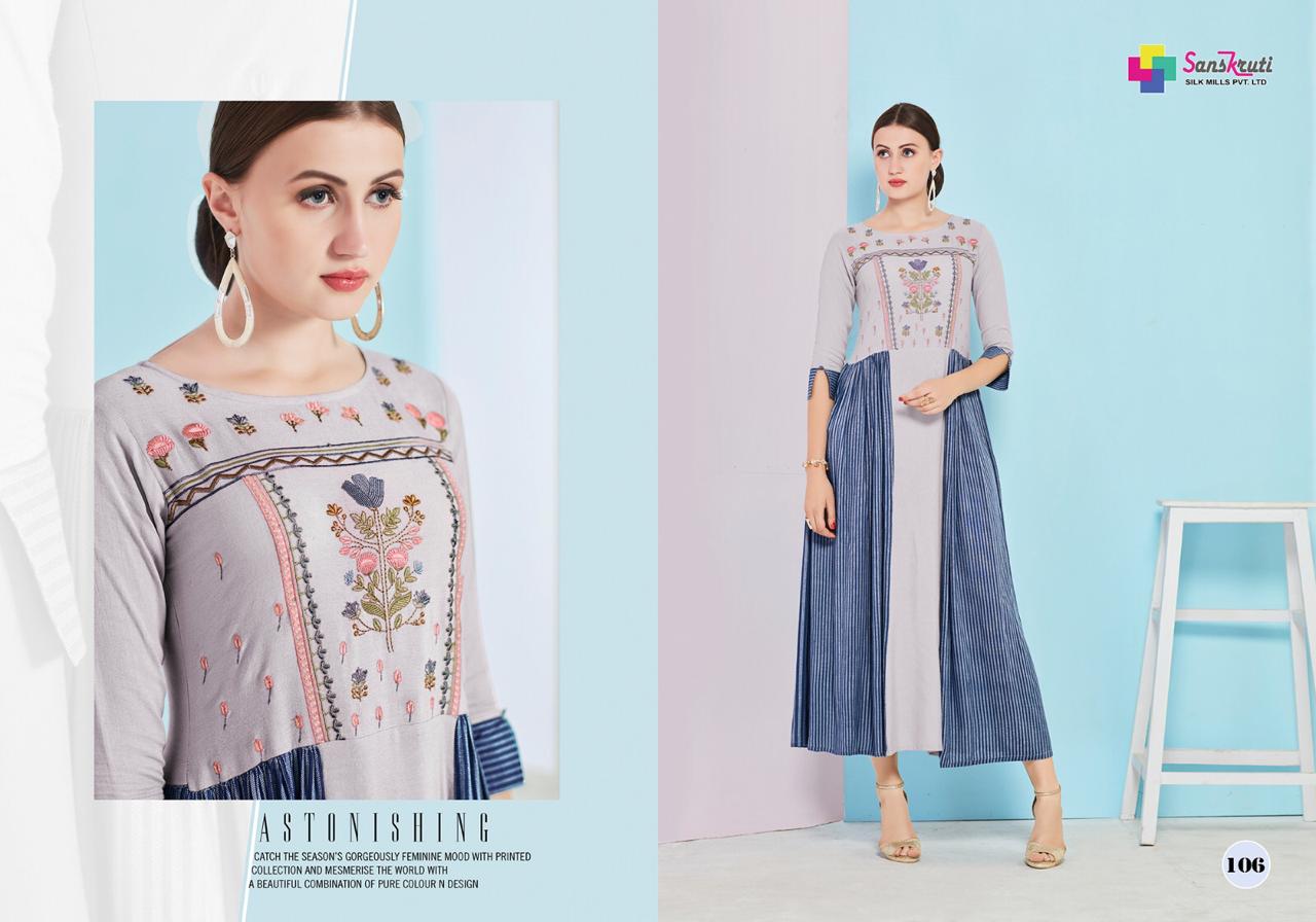 Amaze By Saarthi Fashion 101 To 109 Series Beautiful Colorful Stylish Fancy Casual Wear & Ethnic Wear & Ready To Wear Rayon Slub Printed Kurtis At Wholesale Price