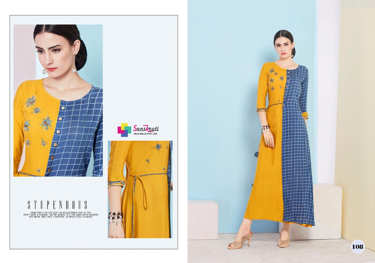 Amaze By Saarthi Fashion 101 To 109 Series Beautiful Colorful Stylish Fancy Casual Wear & Ethnic Wear & Ready To Wear Rayon Slub Printed Kurtis At Wholesale Price