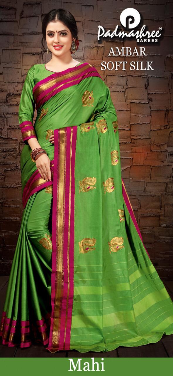 Amber Soft Silk By Padmashree Sarees Indian Traditional Wear Collection Beautiful Stylish Fancy Colorful Party Wear & Occasional Wear Pure Cotton Silk Sarees At Wholesale Price