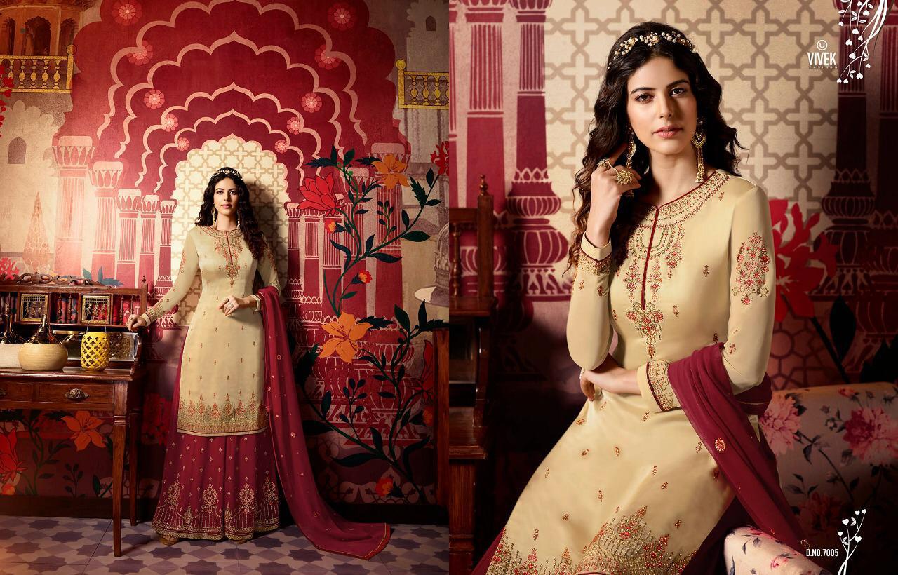 Ameen Vol-2 By Vivek Creation 7001 To 7008 Series Beautiful Suits Stylish Fancy Colorful Casual Wear & Ethnic Wear Collection Satin Georgette Embroidered Dresses At Wholesale Price