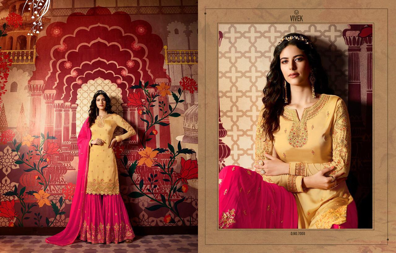 Ameen Vol-2 By Vivek Creation 7001 To 7008 Series Beautiful Suits Stylish Fancy Colorful Casual Wear & Ethnic Wear Collection Satin Georgette Embroidered Dresses At Wholesale Price