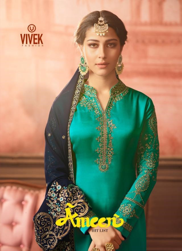 Ameen Nx By Vivek Fashion Beautiful Suits Stylish Fancy Colorful Casual Wear & Ethnic Wear Collection Satin Georgette Embroidered Dresses At Wholesale Price