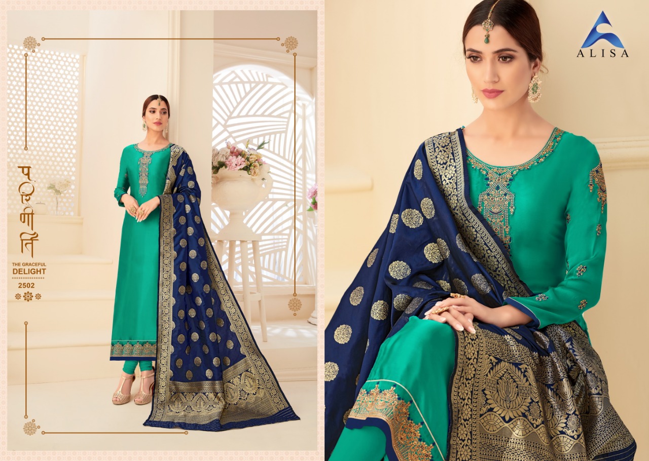 Amira Vol-6 By Alisa 2501 To 2506 Series Indian Traditional Wear Collection Beautiful Stylish Fancy Colorful Party Wear & Occasional Wear Satin Georgette With Heavy Work And Additional Diamond Work Dresses At Wholesale Price