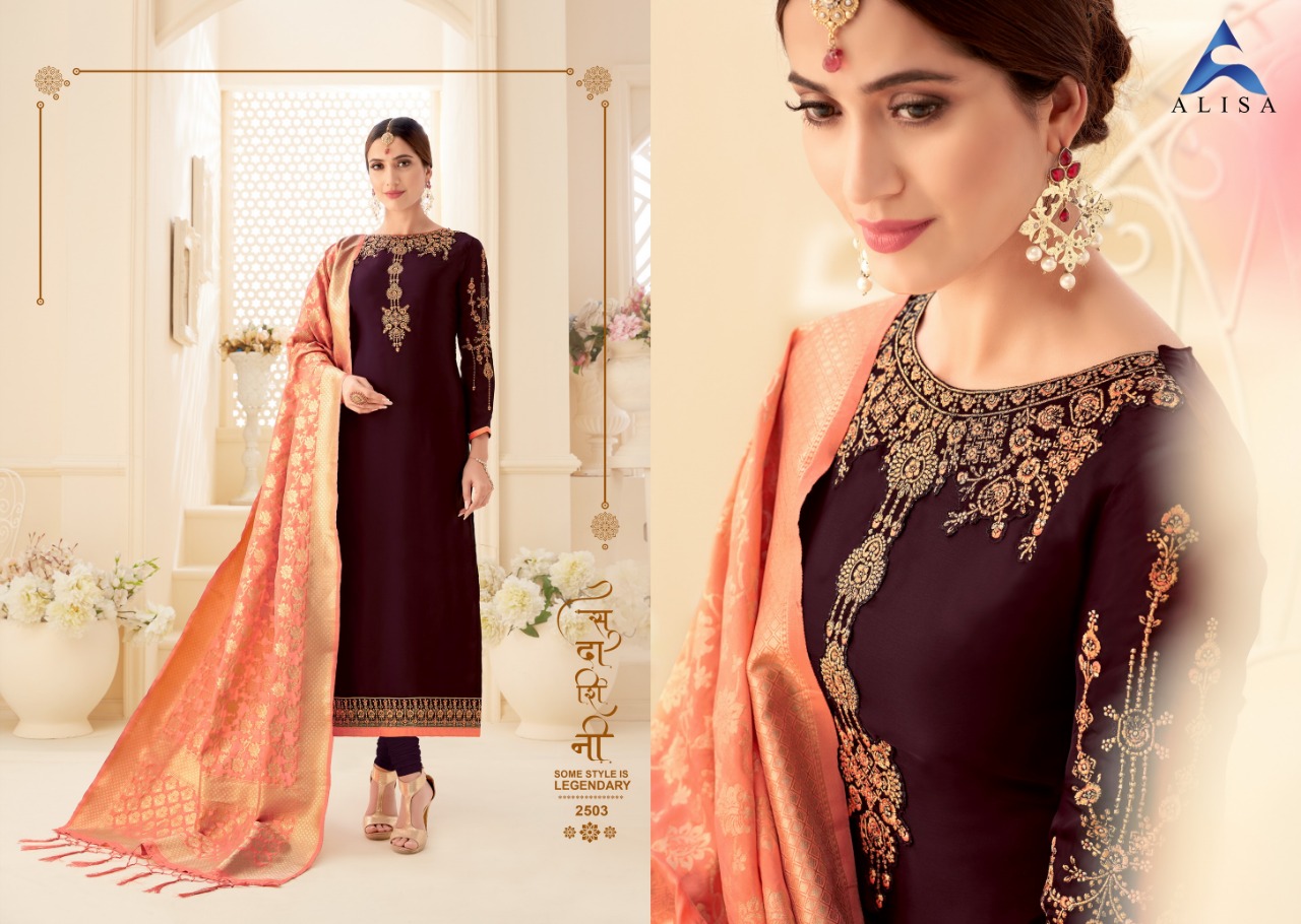 Amira Vol-6 By Alisa 2501 To 2506 Series Indian Traditional Wear Collection Beautiful Stylish Fancy Colorful Party Wear & Occasional Wear Satin Georgette With Heavy Work And Additional Diamond Work Dresses At Wholesale Price